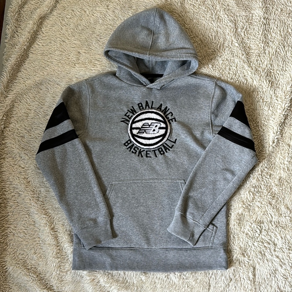 New Balance Jacket Large 14/16 Gray Youth Basketball Pullover Hoodie Used Casual